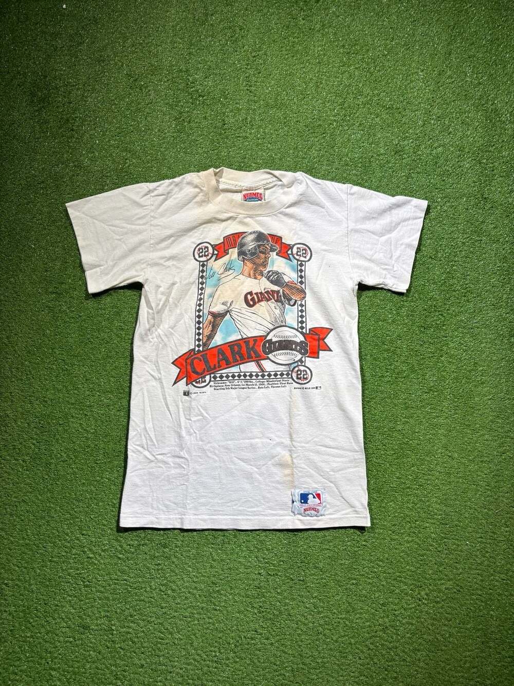 Vintage 1989 Nutmeg San Francisco Giants Will Clark T-Shirt Size L